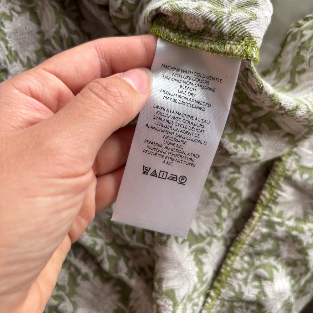 Anthropologie Liberty Robin Ruffle Moss Olive and White Floral Dress - Picture 8 of 9